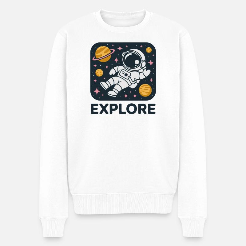 Explorez l’astronaute de l’espace - Pull Premium bio Homme - blanc