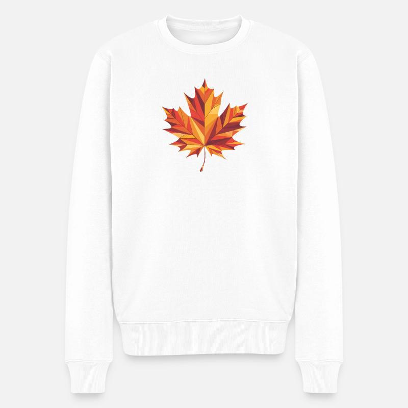 Feuille d’automne - Logo Low Poly cool - Pull Premium bio Homme - blanc