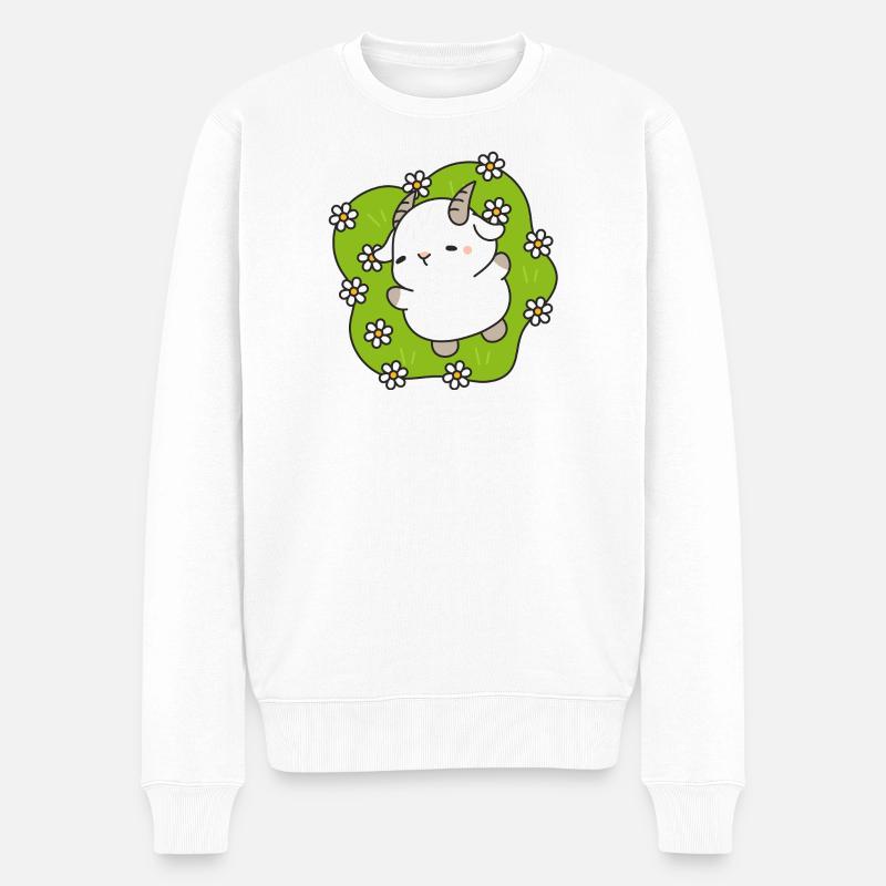 Kawaii Lamm Gänseblümchen - Männer Premium Bio Pullover - Weiß