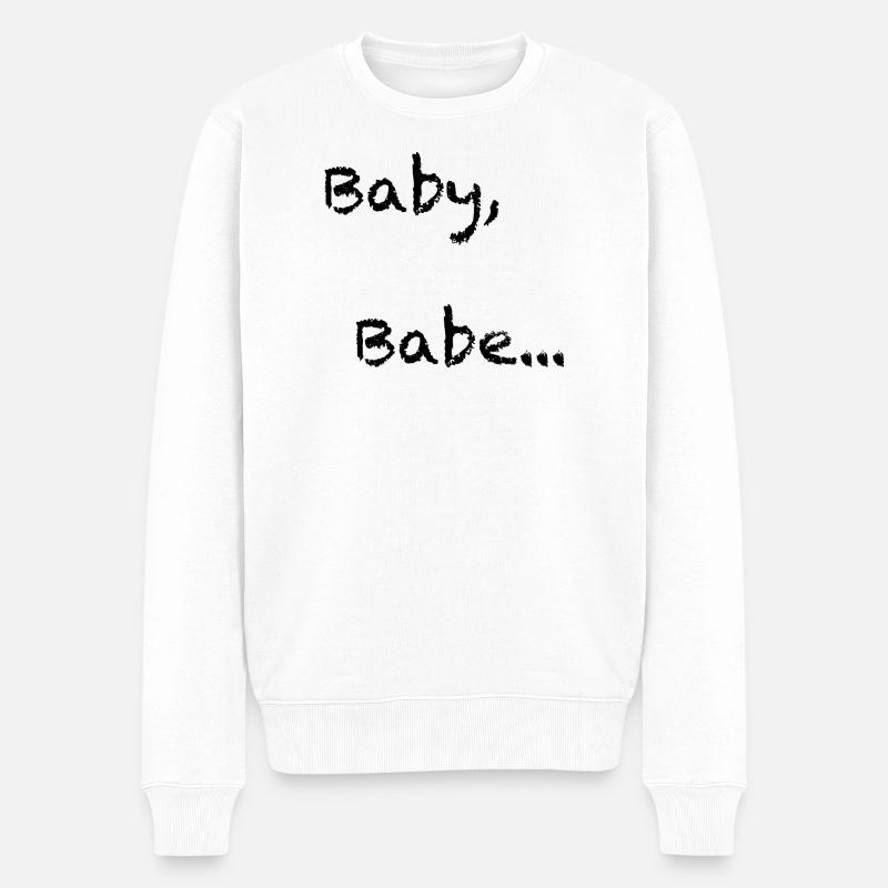 Babe, Baby… Flirtalarm! - Männer Premium Bio Pullover - Weiß
