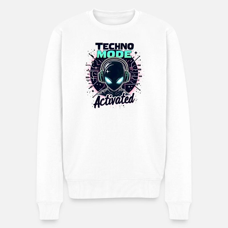 Techno Mode Activated – Rave Musik - Männer Premium Bio Pullover - Weiß