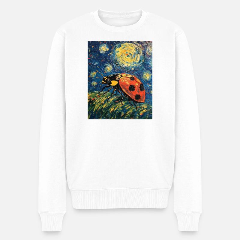 Marienkäfer Van Gogh Style Starry Night - Männer Premium Bio Pullover - Weiß