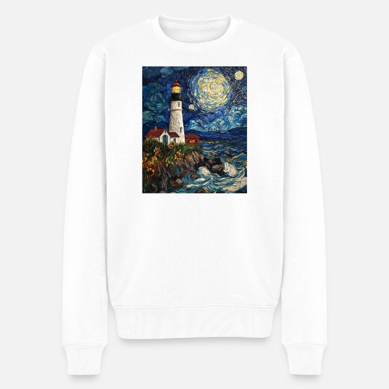 Leuchtturm Meer Ostsee Nordsee Norden Strand  - Männer Premium Bio Pullover - Weiß