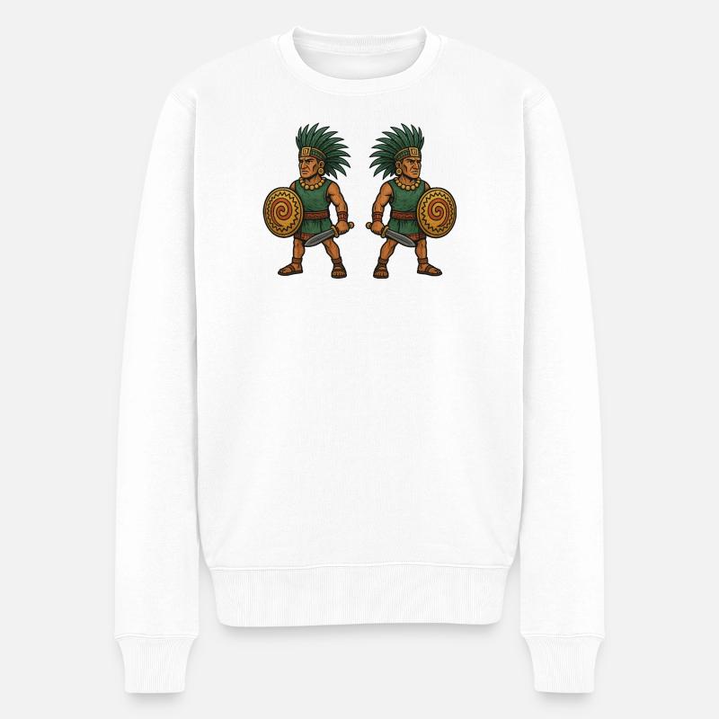 Double guerrier aztèque - Pull Premium bio Homme - blanc