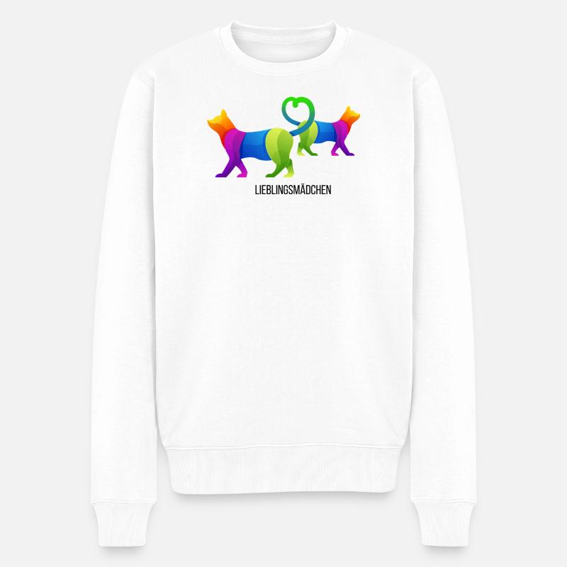 Lieblingsmädchen Katze | Lustiges Katzenliebhaber  - Männer Premium Bio Pullover - Weiß