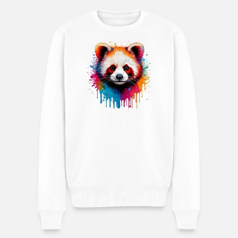 Explosion de Panda Aquarelle - Pull Premium bio Homme - blanc