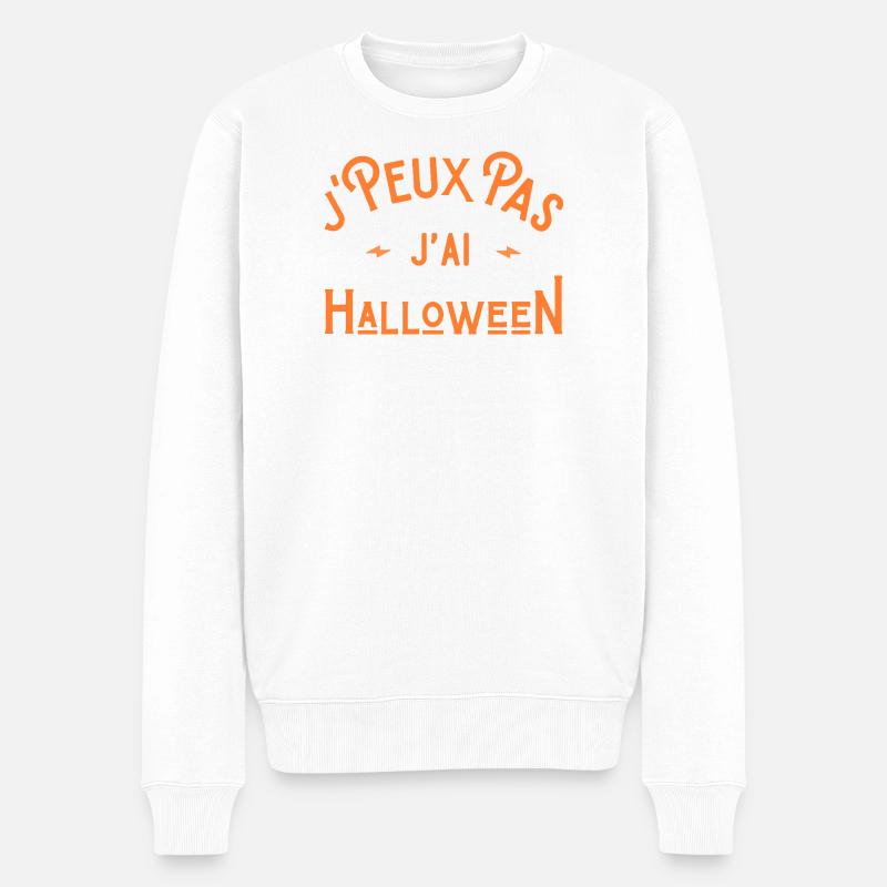 Ich kann nicht Halloween feiern - Männer Premium Bio Pullover - Weiß