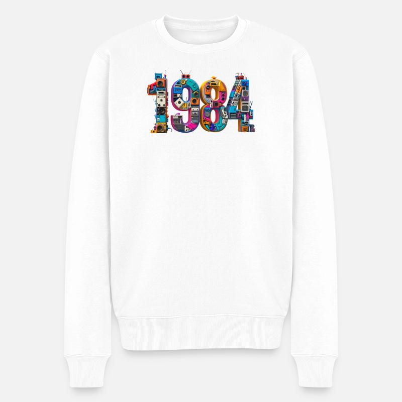1984 – Abitur, Geburt oder Heirat  - Männer Premium Bio Pullover - Weiß