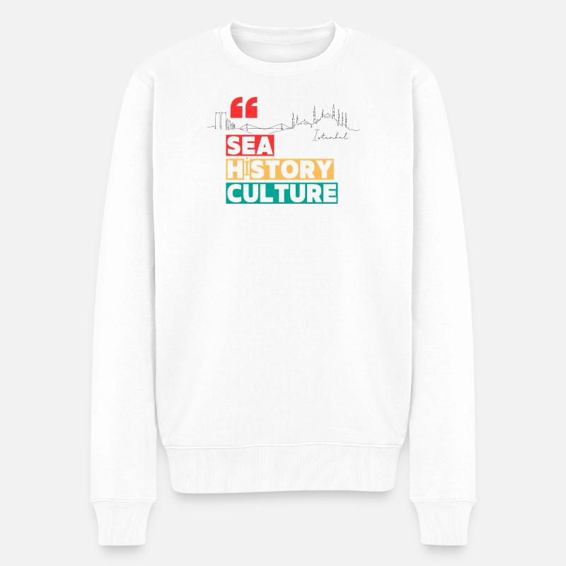 Geschichte - Männer Premium Bio Pullover - Weiß