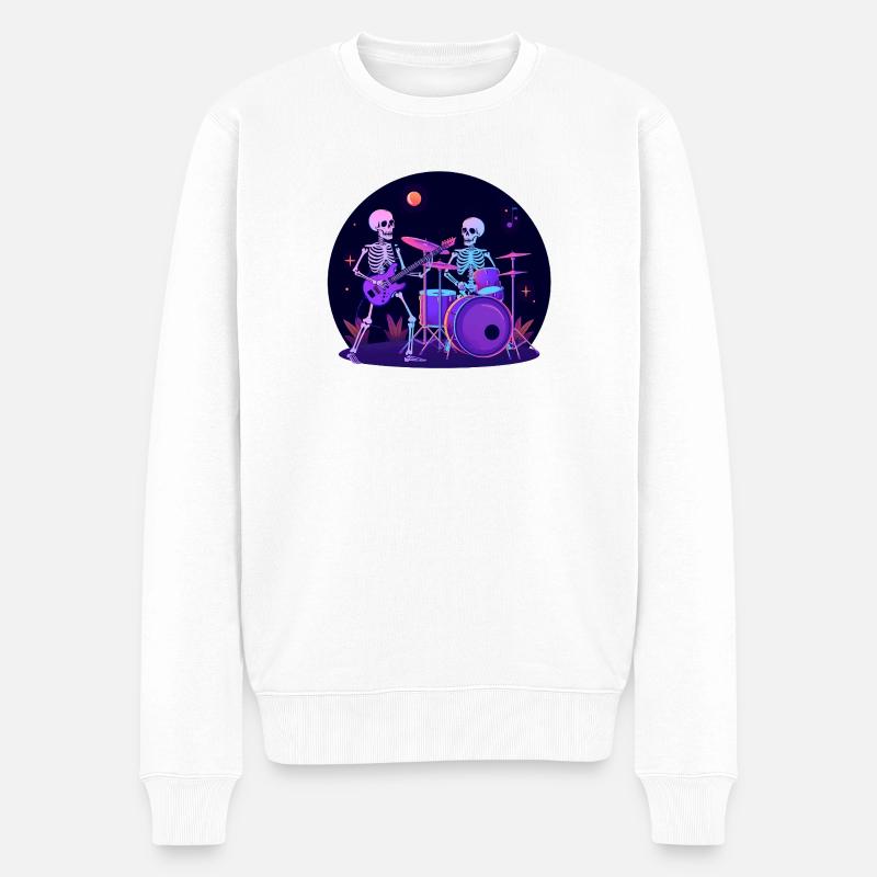Neon Skeleton Band Jam – Jupe d’Halloween - Pull Premium bio Homme - blanc