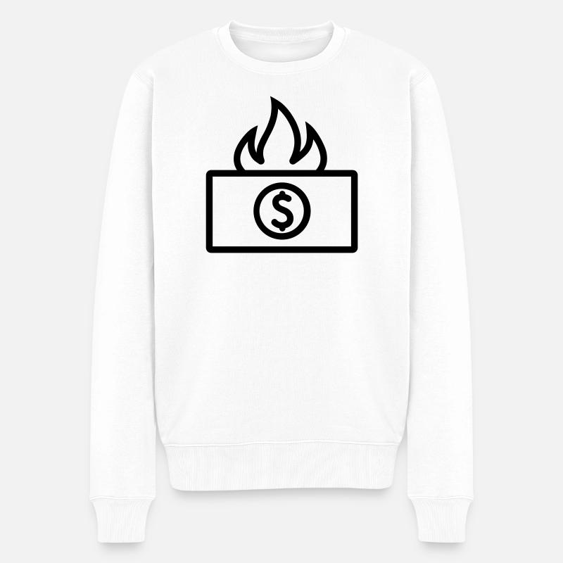 Geld verbrennen - Männer Premium Bio Pullover - Weiß