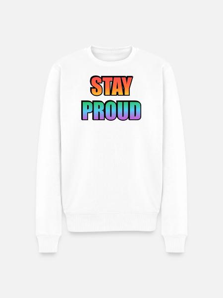 Stay Proud Gradient Text Design - Men's Premium Organic Jumper - white