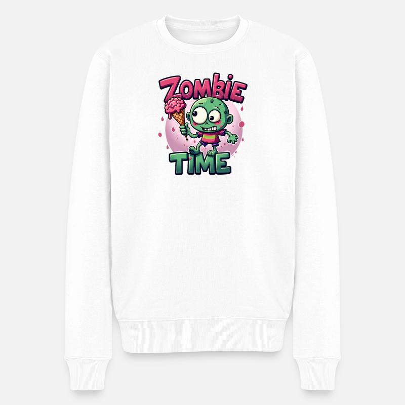 Zombie Time Eiscreme Comic - Männer Premium Bio Pullover - Weiß
