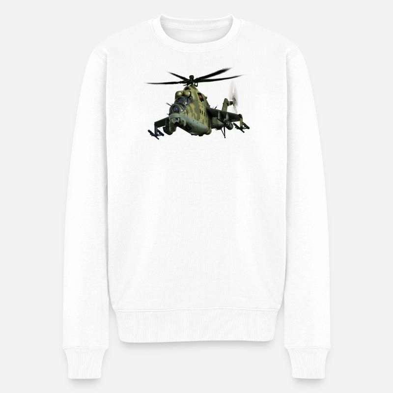 Kampfflugzeug Tarnmuster Helikopter - Männer Premium Bio Pullover - Weiß