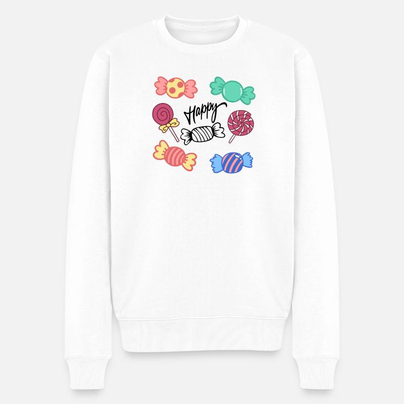Candy Circle Icons Kollektion - Männer Premium Bio Pullover - Weiß