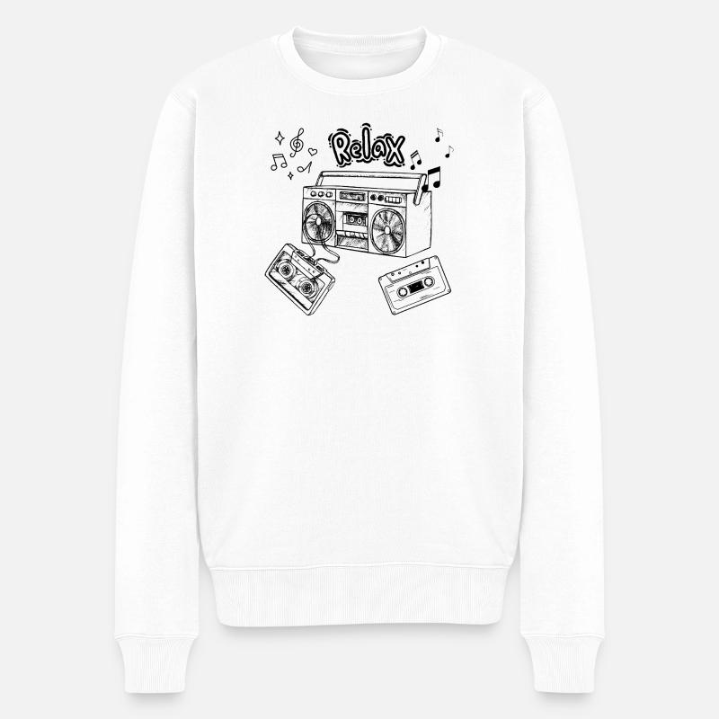 Té cassette rétro Boombox - Pull Premium bio Homme - blanc