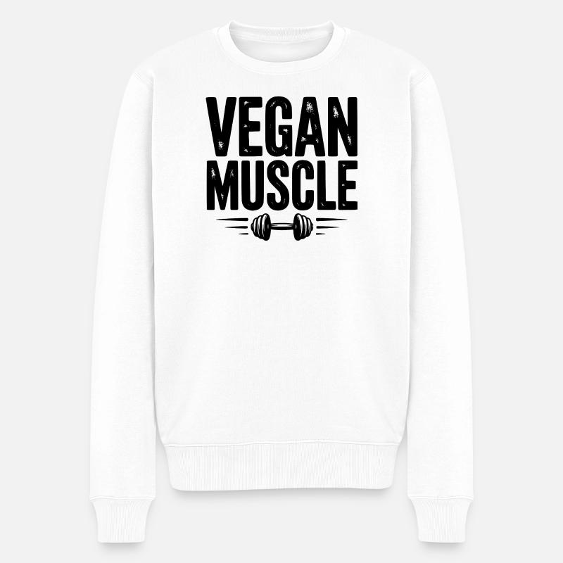 Vegane Muskeln - Männer Premium Bio Pullover - Weiß