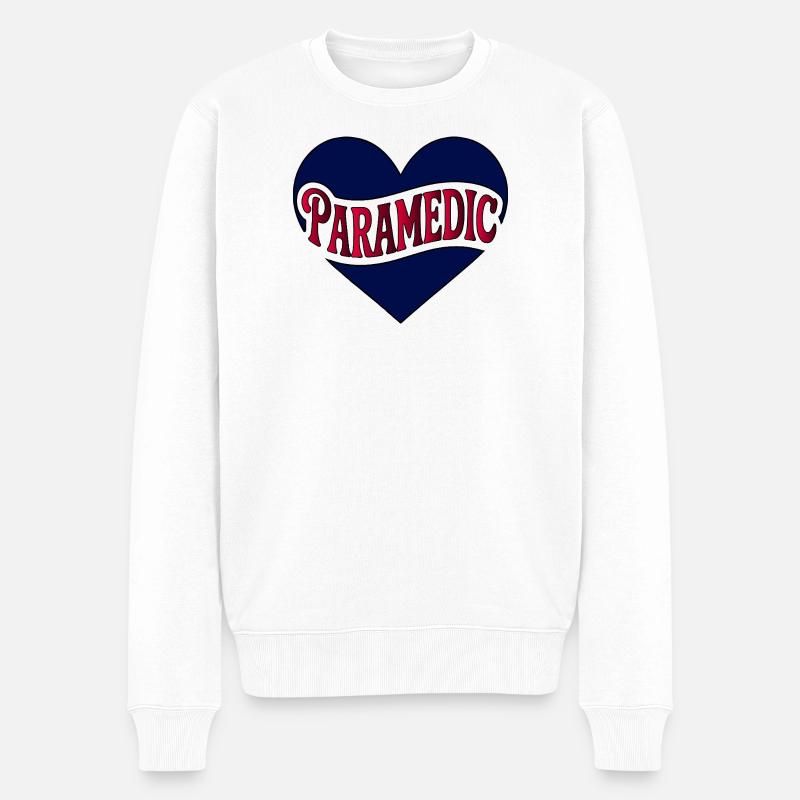 Sanitäter Herz Emblem - Männer Premium Bio Pullover - Weiß