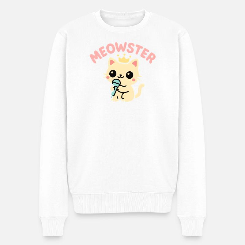 Meowster Couronné Micro Mascotte - Pull Premium bio Homme - blanc