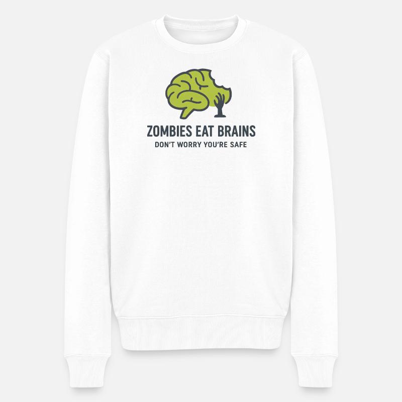 Zombies Eating Brains Night Humor - Männer Premium Bio Pullover - Weiß
