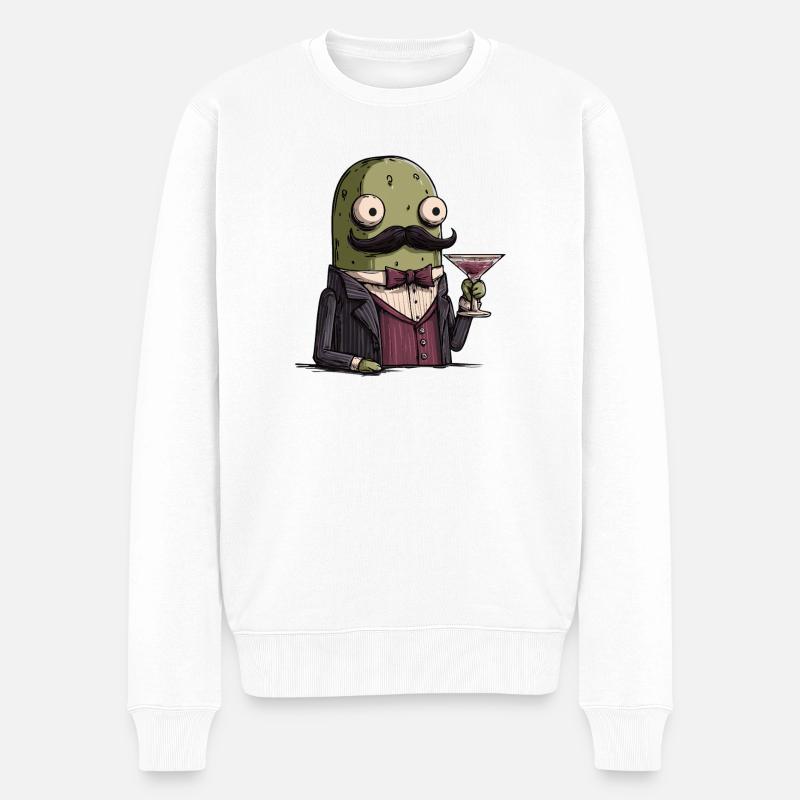 Mafia Pickle | Funny Mobster Vegetable - Männer Premium Bio Pullover - Weiß