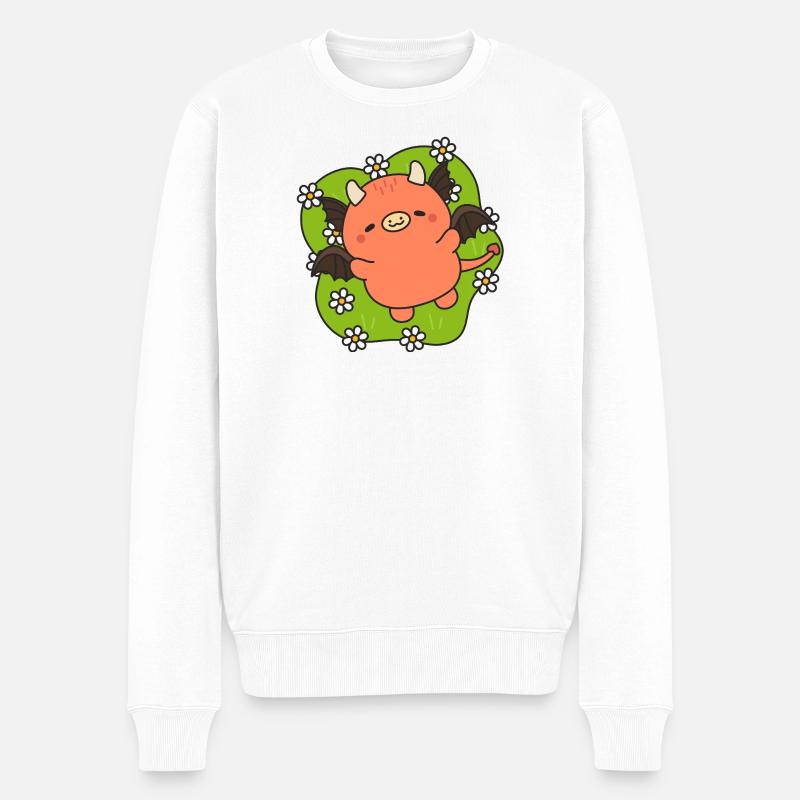 Friedlicher Blumendämon - Männer Premium Bio Pullover - Weiß