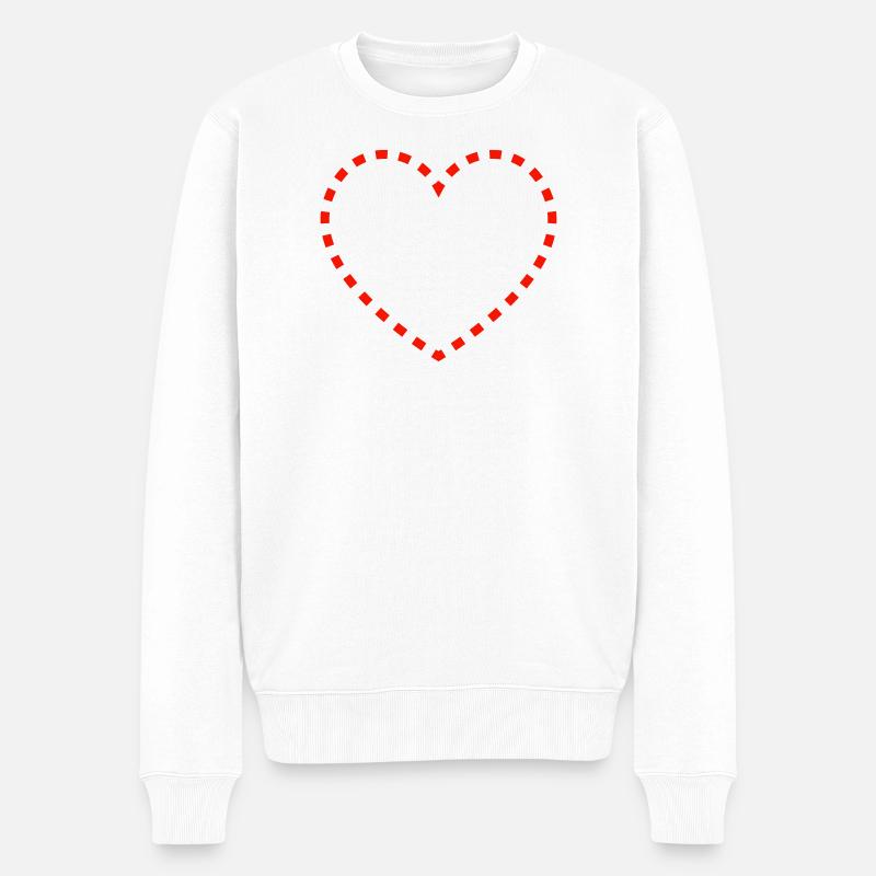 Gepunktetes Herzdesign - Männer Premium Bio Pullover - Weiß