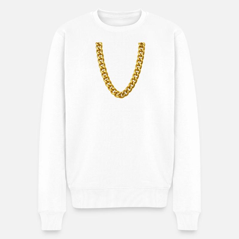 Collier gourmette en or - Pull Premium bio Homme - blanc