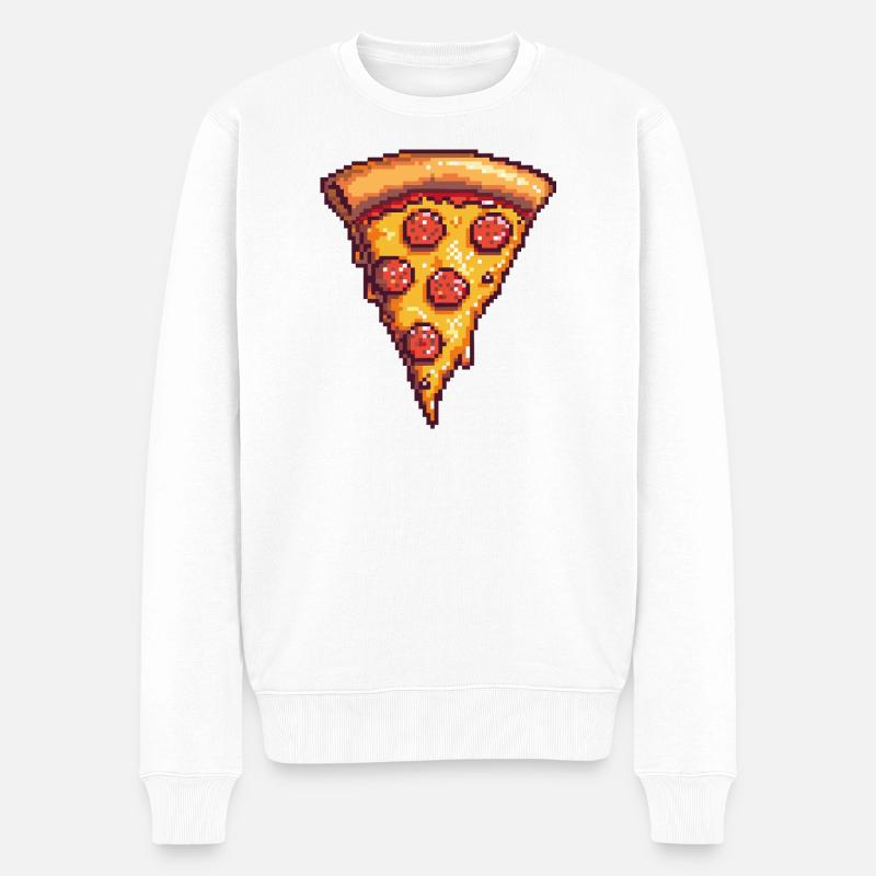 Tranche de pizza Pixel - Pull Premium bio Homme - blanc