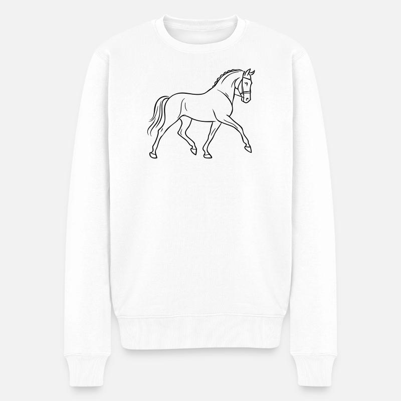 Dressurpferd - Männer Premium Bio Pullover - Weiß