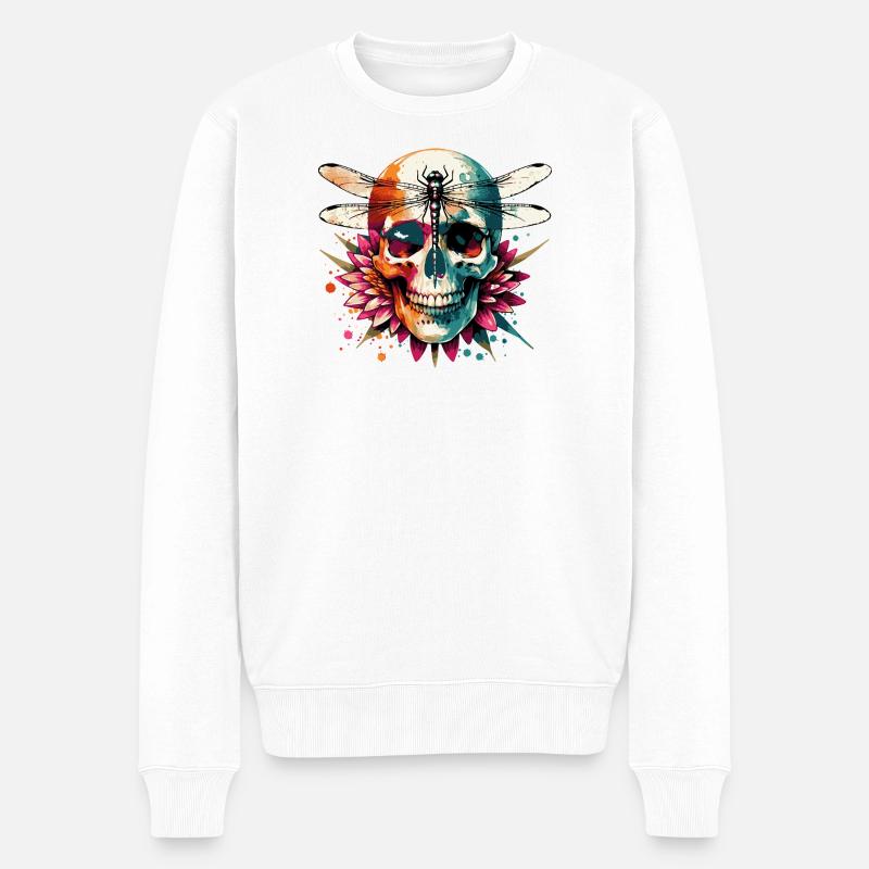 Mystic Skullflower - Männer Premium Bio Pullover - Weiß