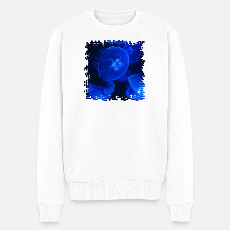 Neonquallen Unterwasserzauber - Männer Premium Bio Pullover - Weiß