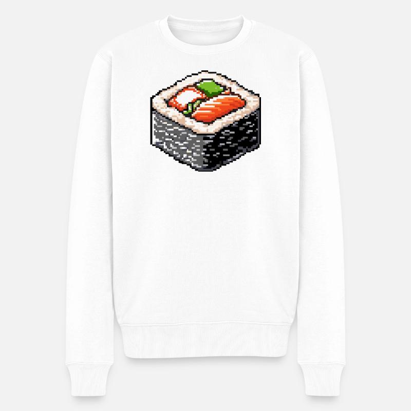 Pixel Sushi Bento Kunst - Männer Premium Bio Pullover - Weiß