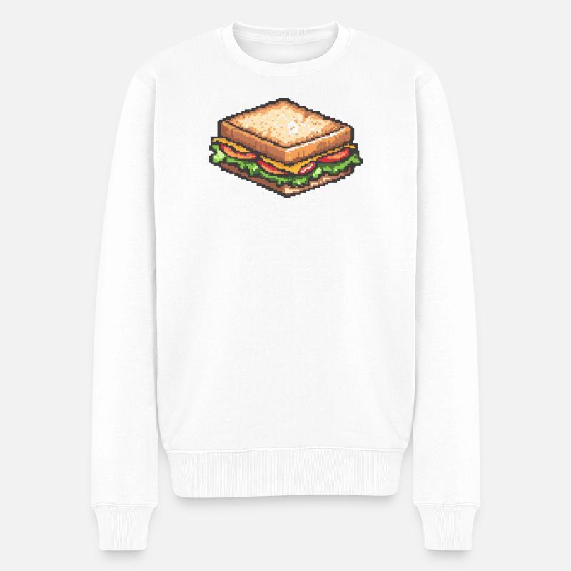 Pixel Sandwich Retro Snack - Männer Premium Bio Pullover - Weiß