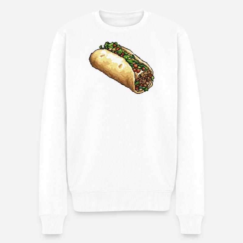Pixel Taco Fiesta Pixelkunst - Männer Premium Bio Pullover - Weiß