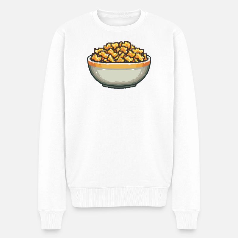 Popcorn-Schale Pixelkunst - Männer Premium Bio Pullover - Weiß