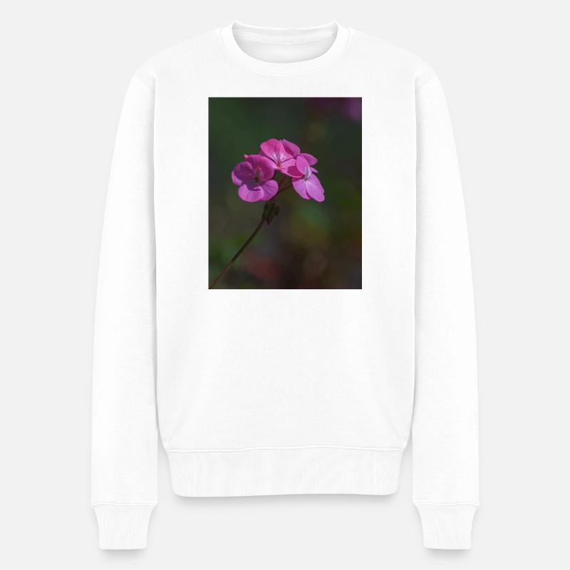 rosa Blumen - Männer Premium Bio Pullover - Weiß