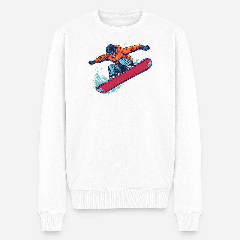 Snowboard Jump Freestyle Winter - Männer Premium Bio Pullover - Weiß