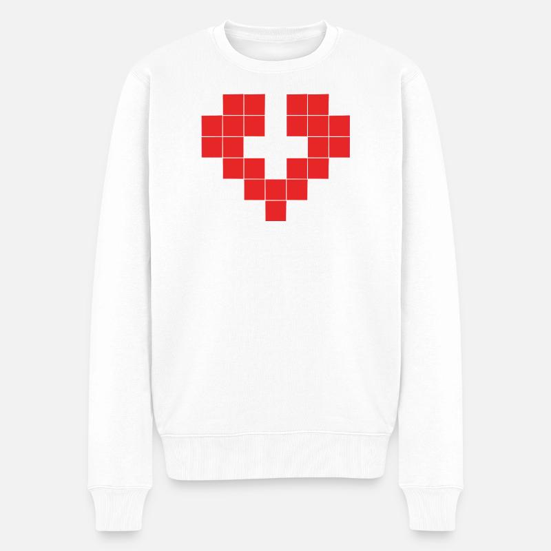 Pixel Herz Schweiz Flagge - Männer Premium Bio Pullover - Weiß