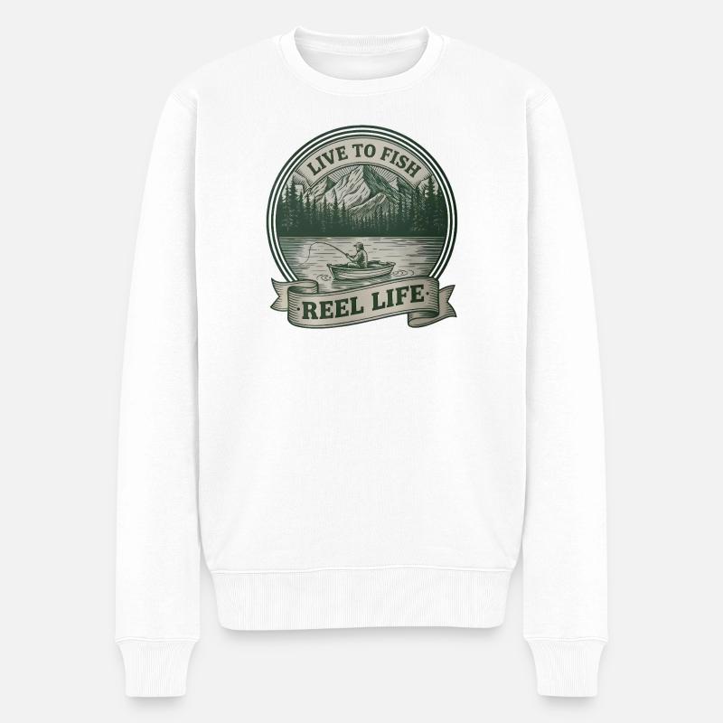 Badge de pêche Reel Life - Pull Premium bio Homme - blanc