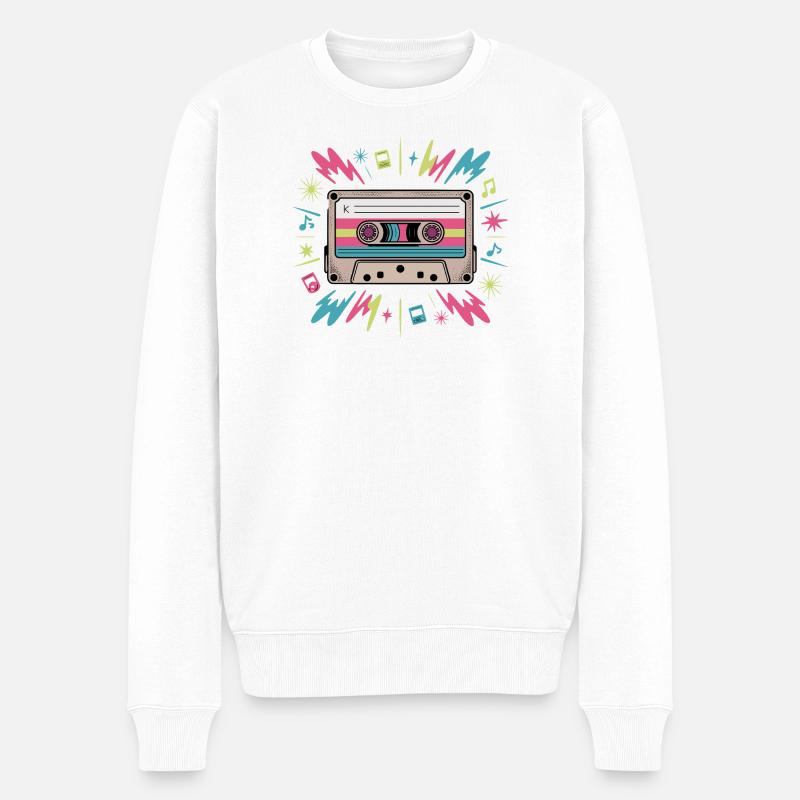  K Mixtape Kassette Retro 80er 90er Musik - Männer Premium Bio Pullover - Weiß