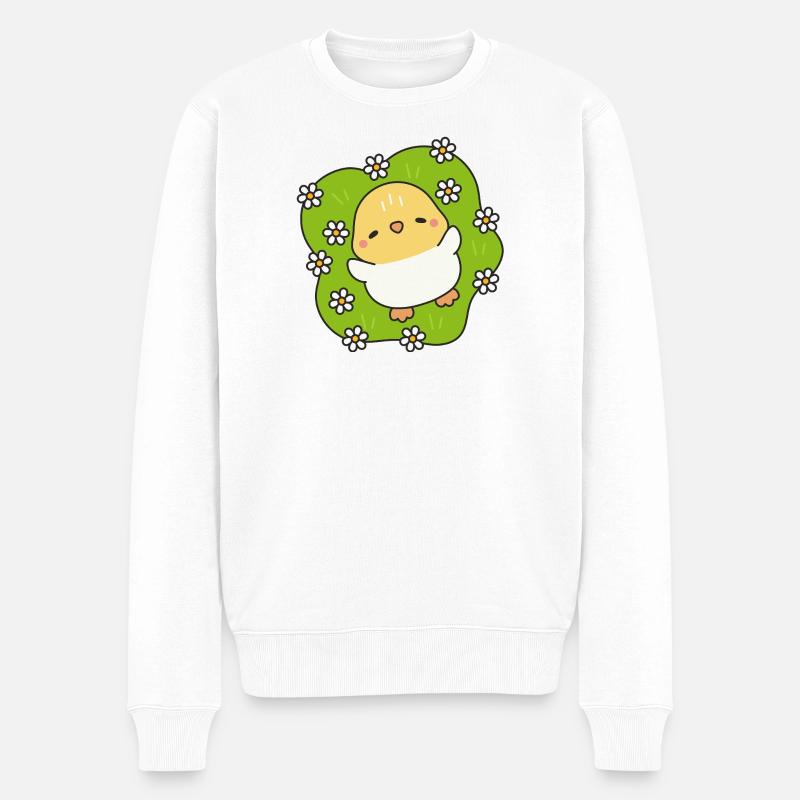 Blühendes Frühlingsküken - Männer Premium Bio Pullover - Weiß