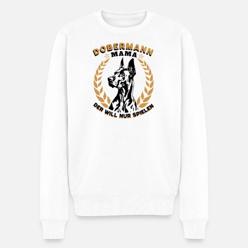 Maman doberman – Il veut juste jouer - Pull Premium bio Homme - blanc