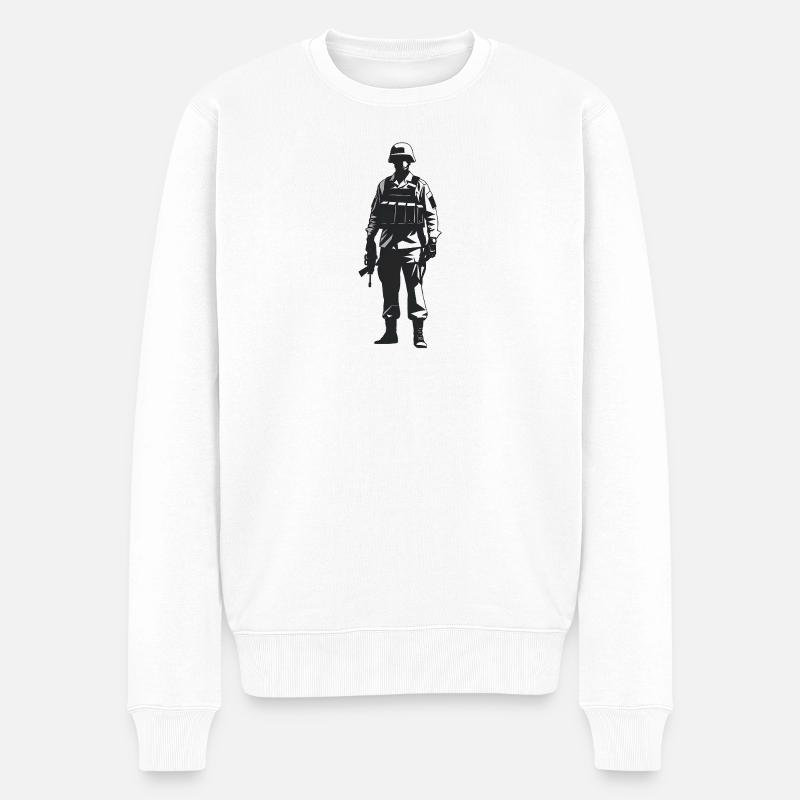 Soldat - Cooles Silhouetten-Logo - Männer Premium Bio Pullover - Weiß
