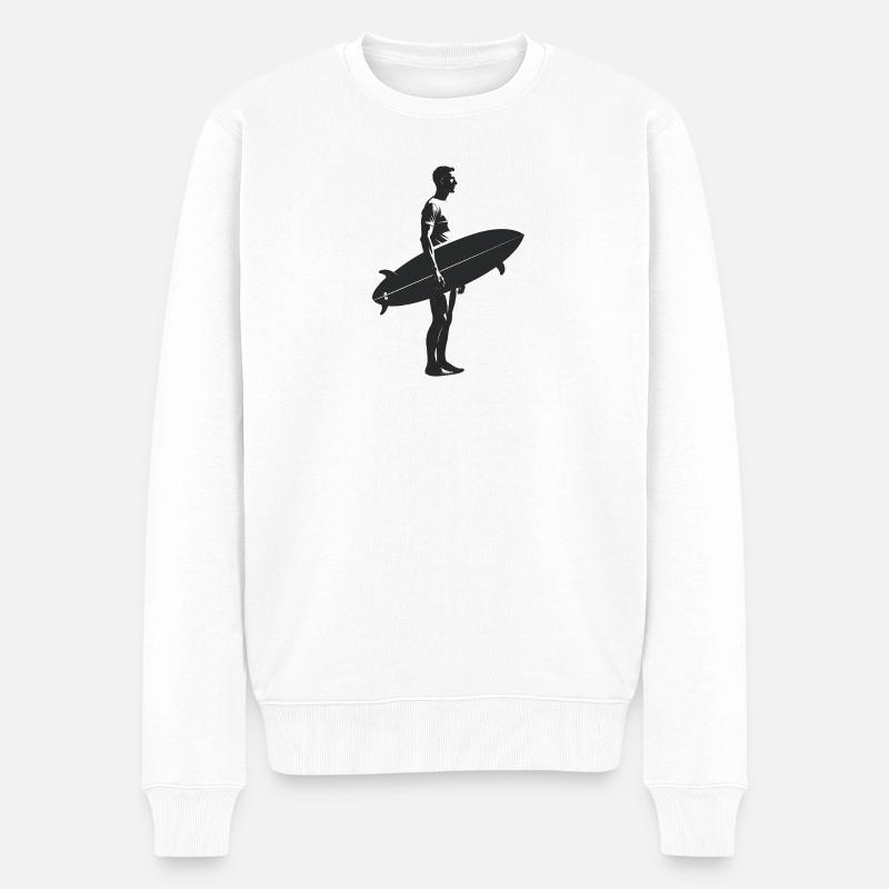 Surfeur - Logo Cool Silhouette - Pull Premium bio Homme - blanc