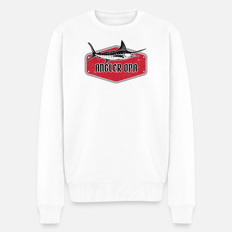 ANGLER OPA MODERN MARLIN - Männer Premium Bio Pullover - Weiß