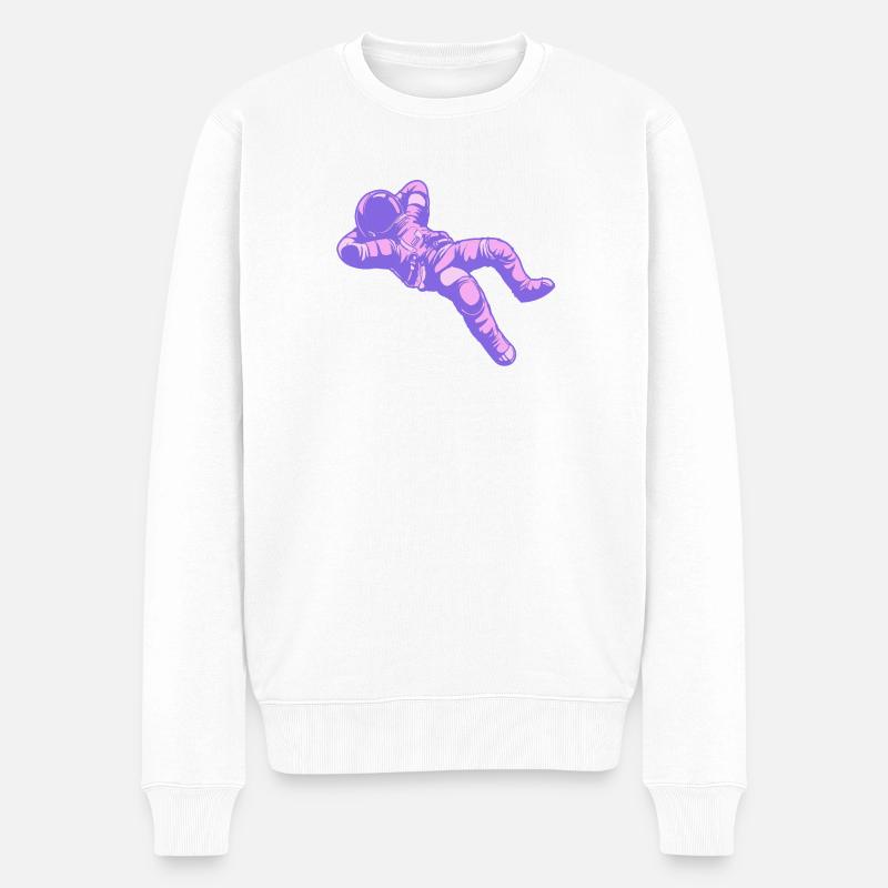 Vaporwave-Astronaut im Lila-Pink - Männer Premium Bio Pullover - Weiß