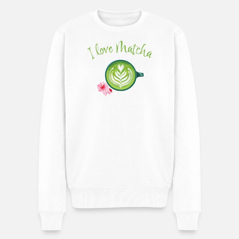 Matcha love - Männer Premium Bio Pullover - Weiß