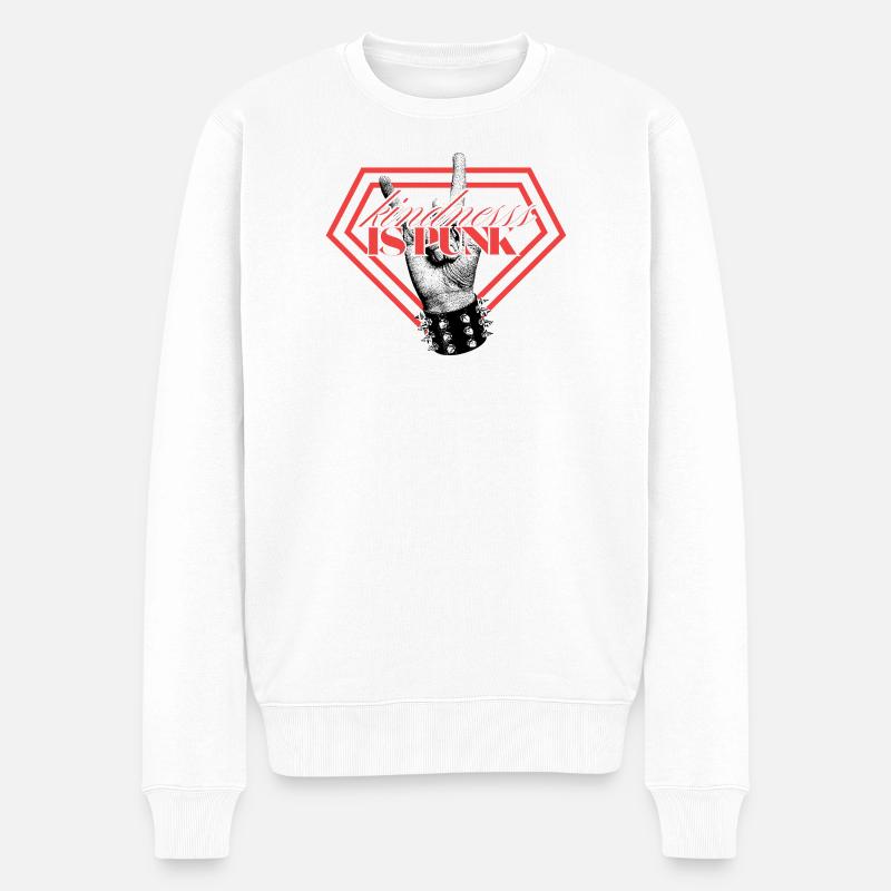 Sie ist zu punkig - Männer Premium Bio Pullover - Weiß