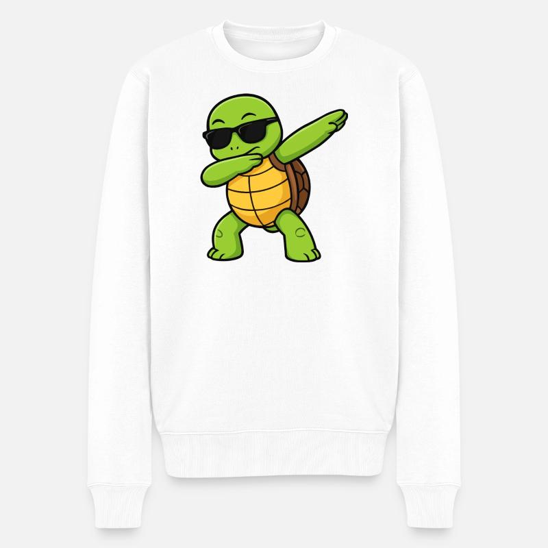 Dab Turtle mit Sonnenbrille - Männer Premium Bio Pullover - Weiß